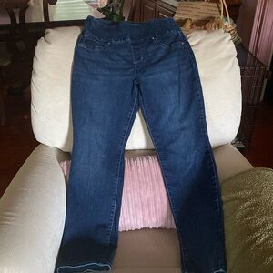 LEE SCULPTING BLUE JEANS SLIM FIT PULL ON MID RISE SIZE 8 Short